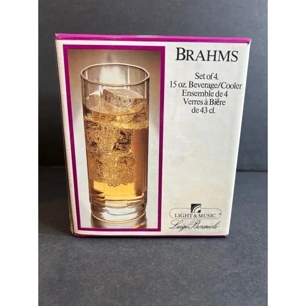 vintage set of 4 Luigi Bormioli Light & Music crystal 15oz beverage glasses GIFT - Picture 5 of 13